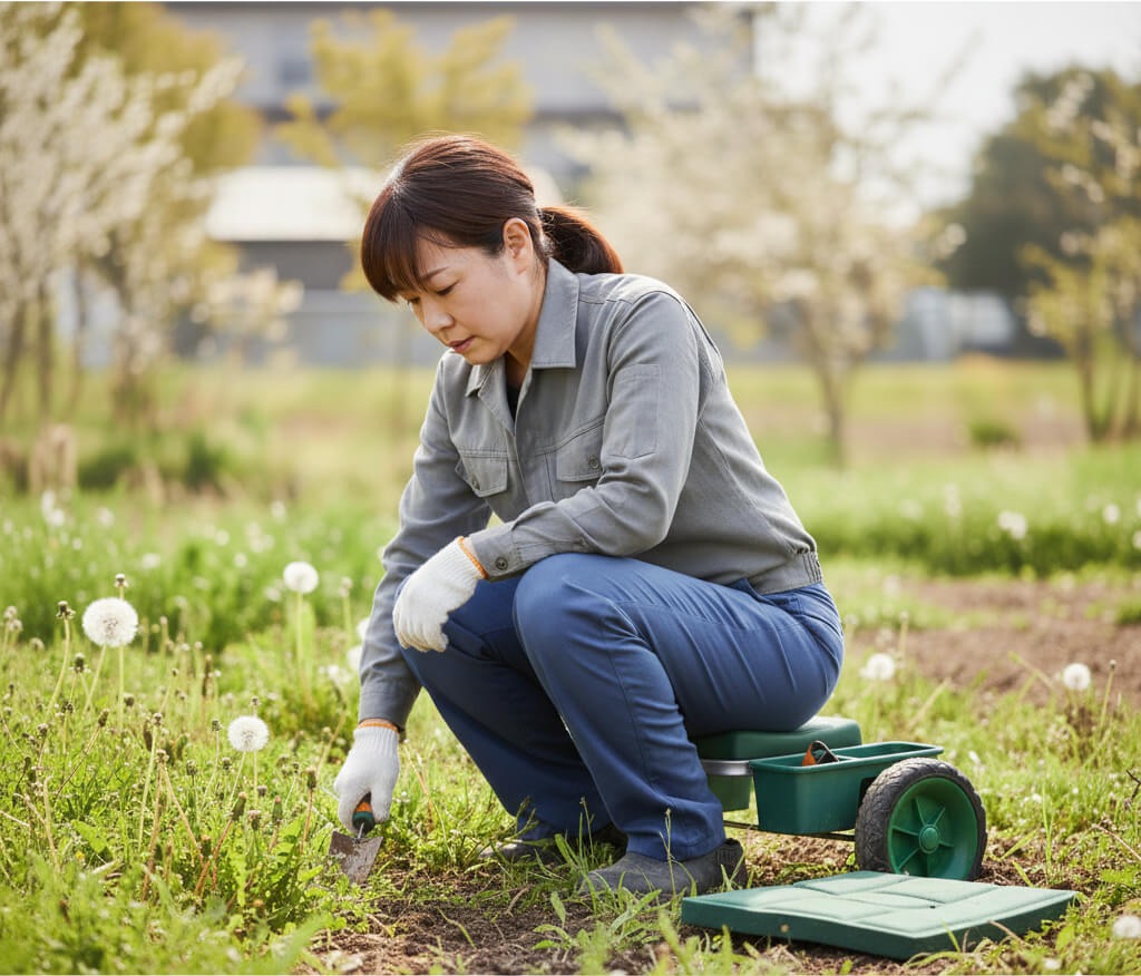 移動ラクチンな「作業イス」や「膝当てマット」で座っちゃおう