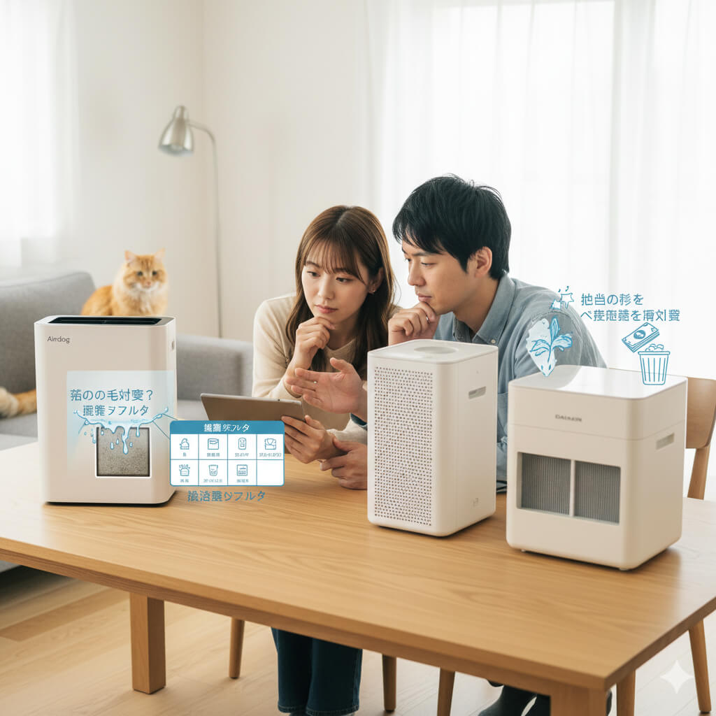 他機種との比較検討する様子