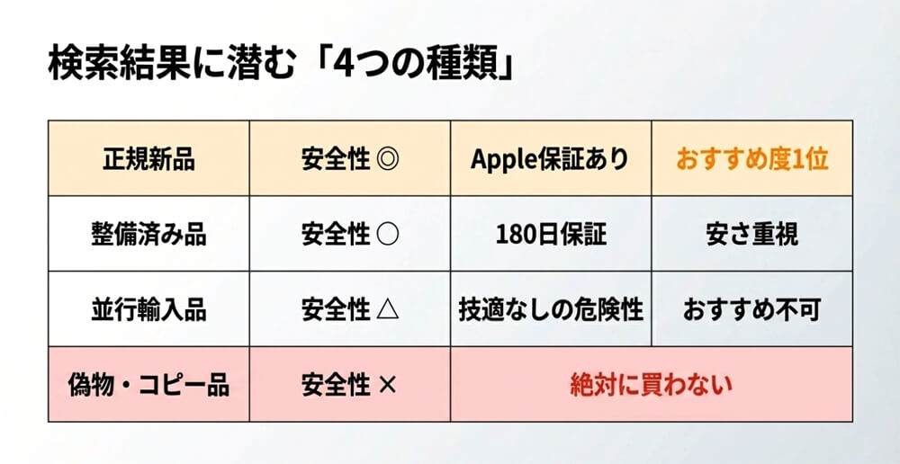 Amazon上のAirPods Proには4種類ある画像